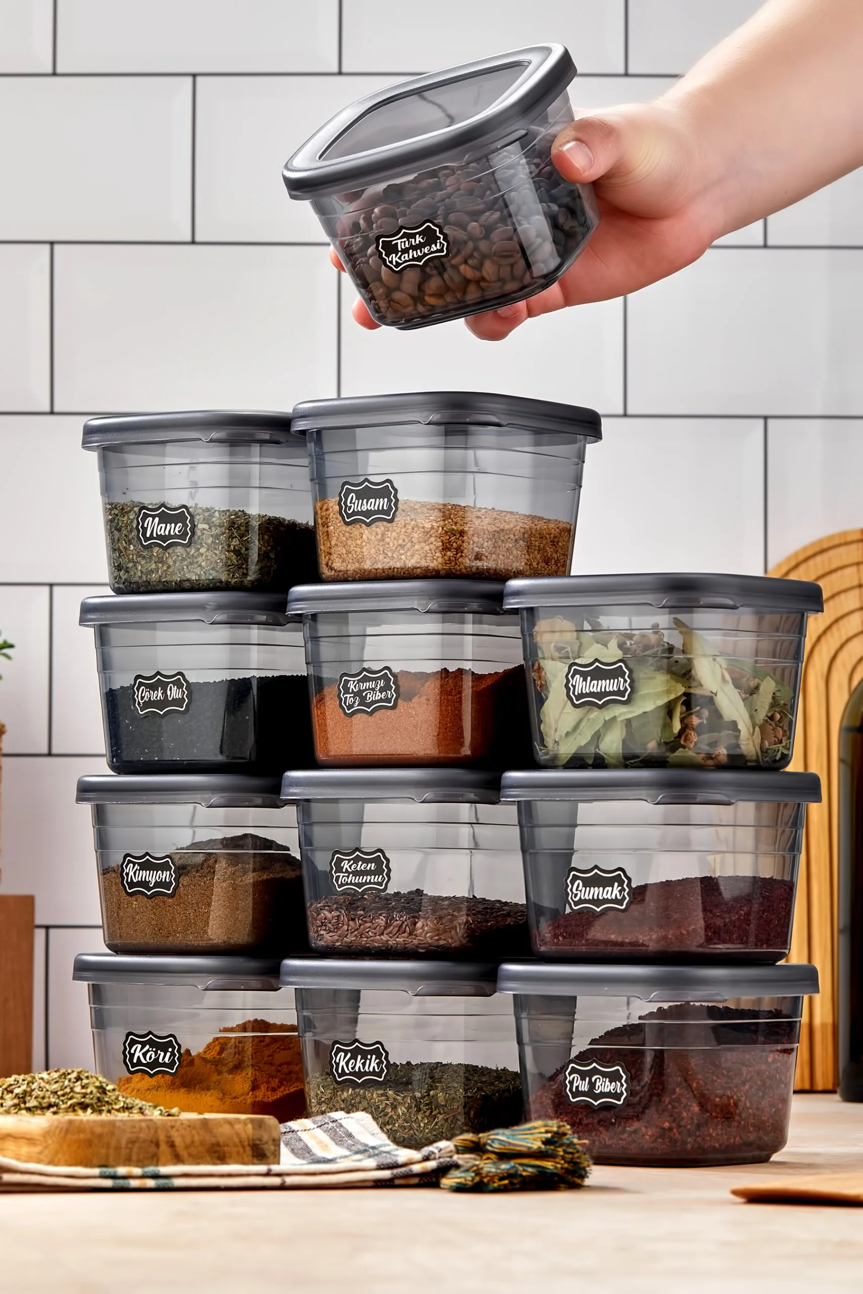 Aryus 12 delige voorraadbus 550ml met etiketten 6 Aryus 12 delige voorraadbus 550ml met etiketten - Afbeelding 4