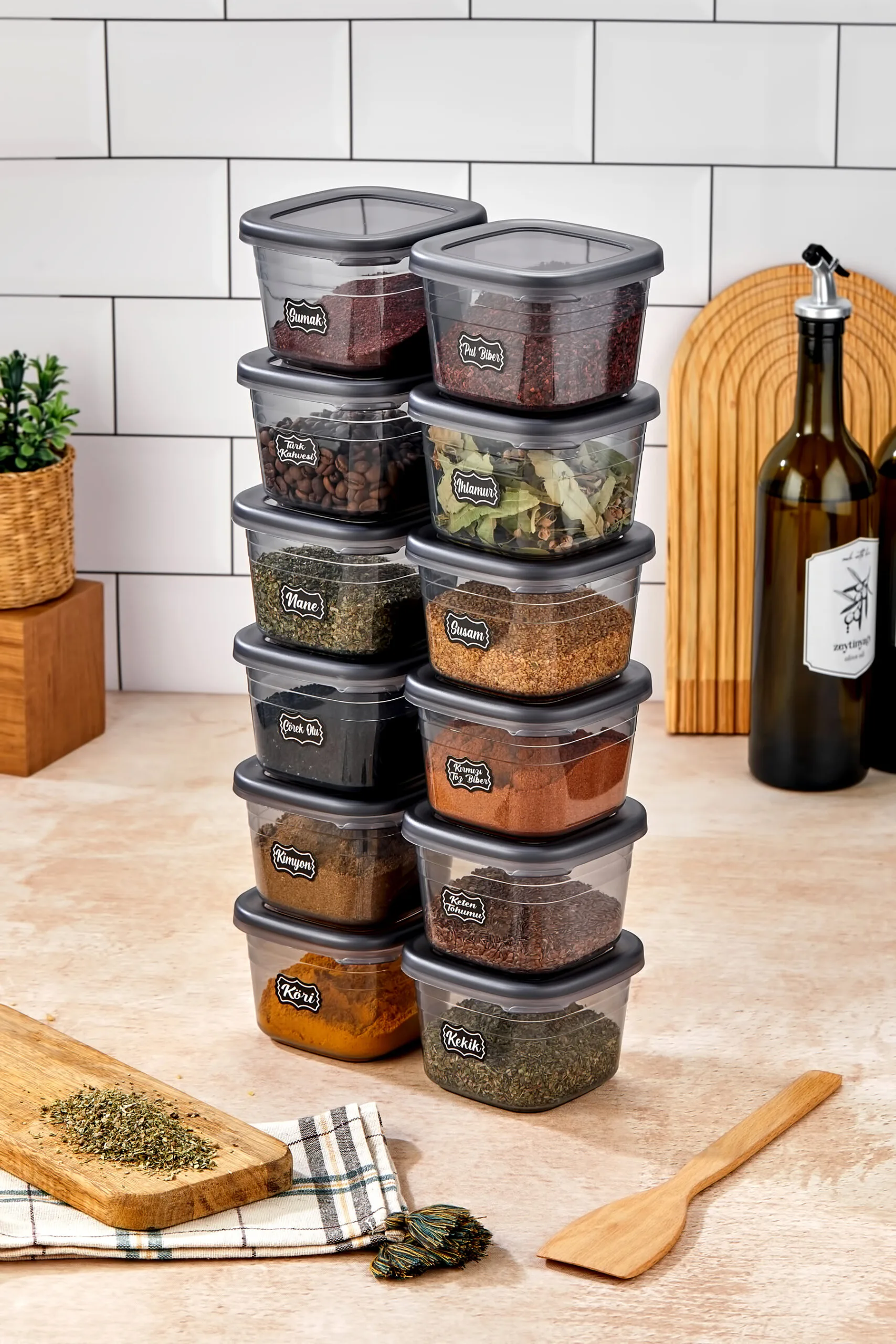 Aryus 12 delige voorraadbus 550ml met etiketten 5 Aryus 12 delige voorraadbus 550ml met etiketten - Afbeelding 3