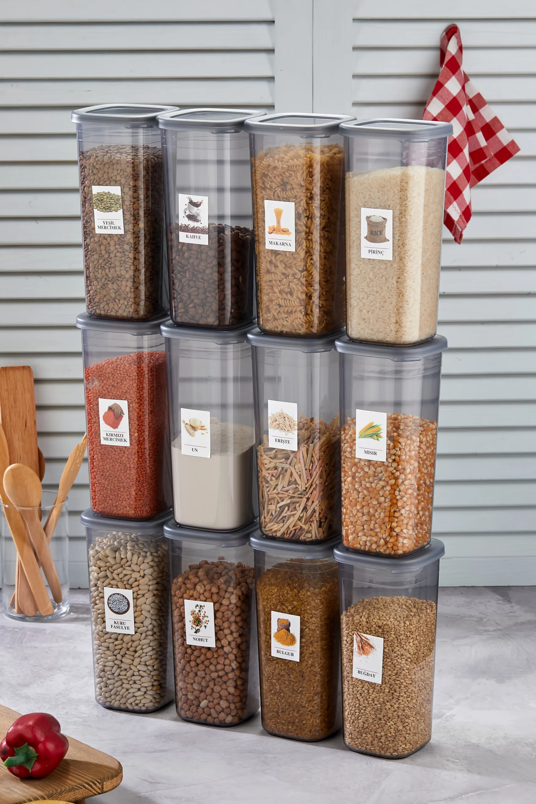 Aryuss 12 delige 1750ml voorraadbus met etiketten 8 voorraadbus