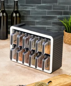 Aryus Kruidenrek met 12-delige Kruidenset Zwart 23 kruiden-pot-set-met-standaard