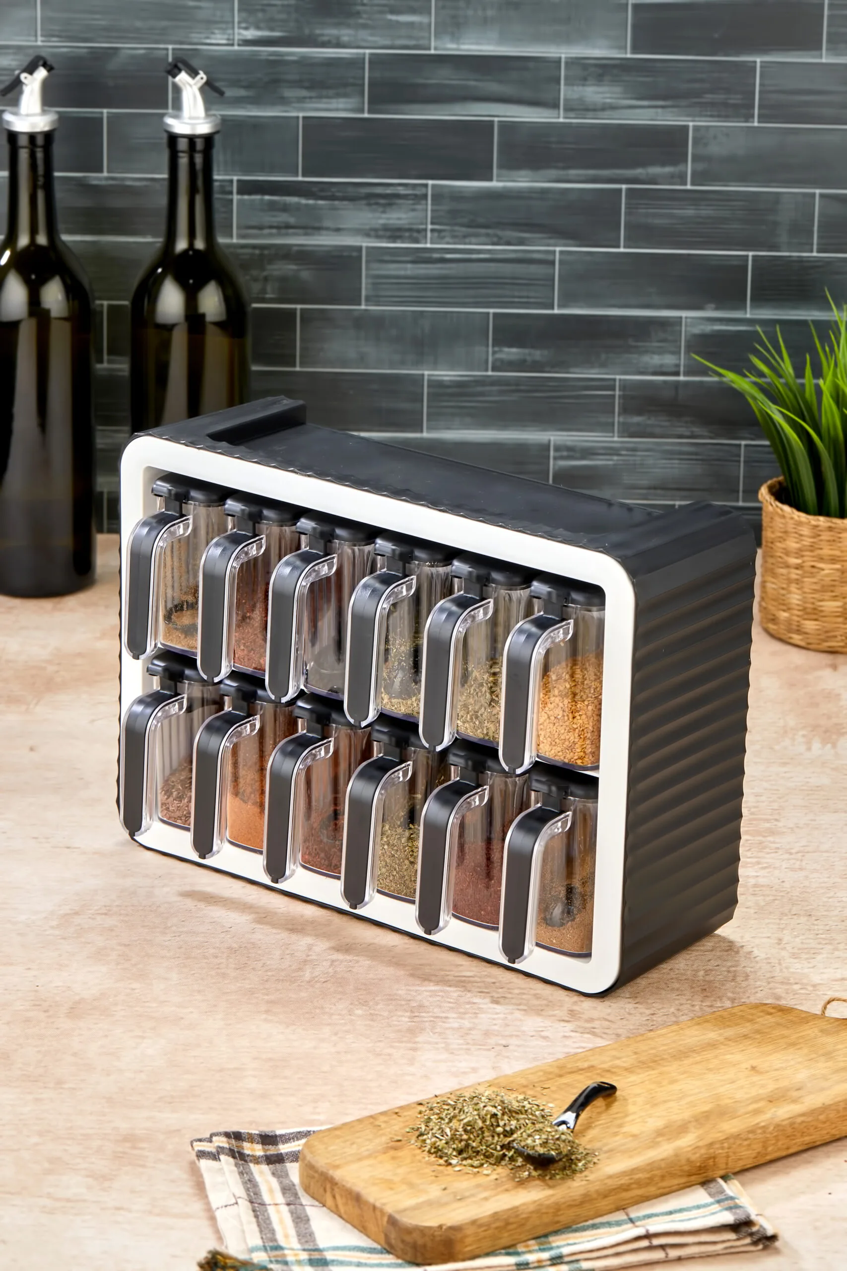 Aryus Kruidenrek met 12-delige Kruidenset Zwart 13 kruiden-pot-set-met-standaard
