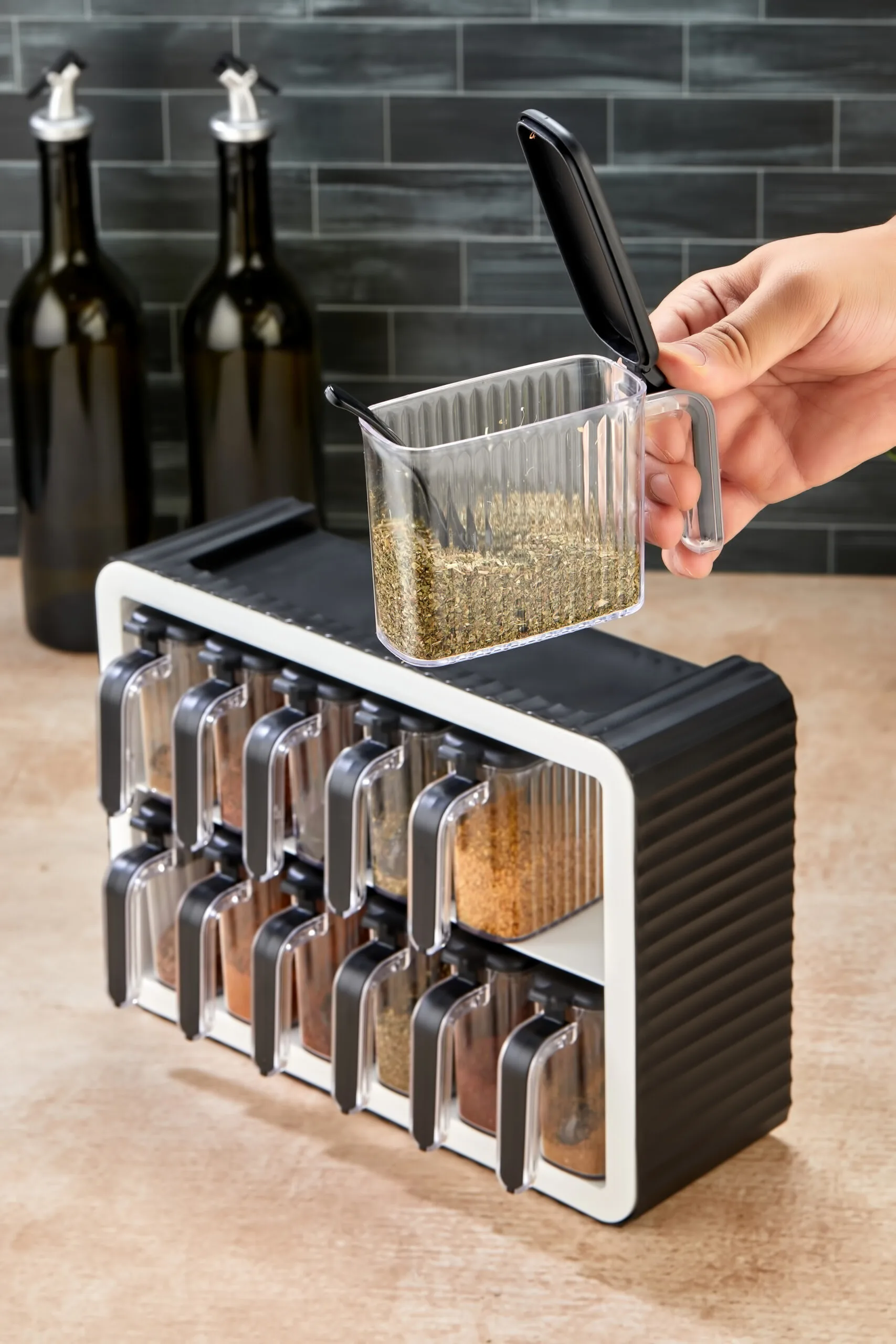 Aryus Kruidenrek met 12-delige Kruidenset Zwart 3 kruidenrek-zwart