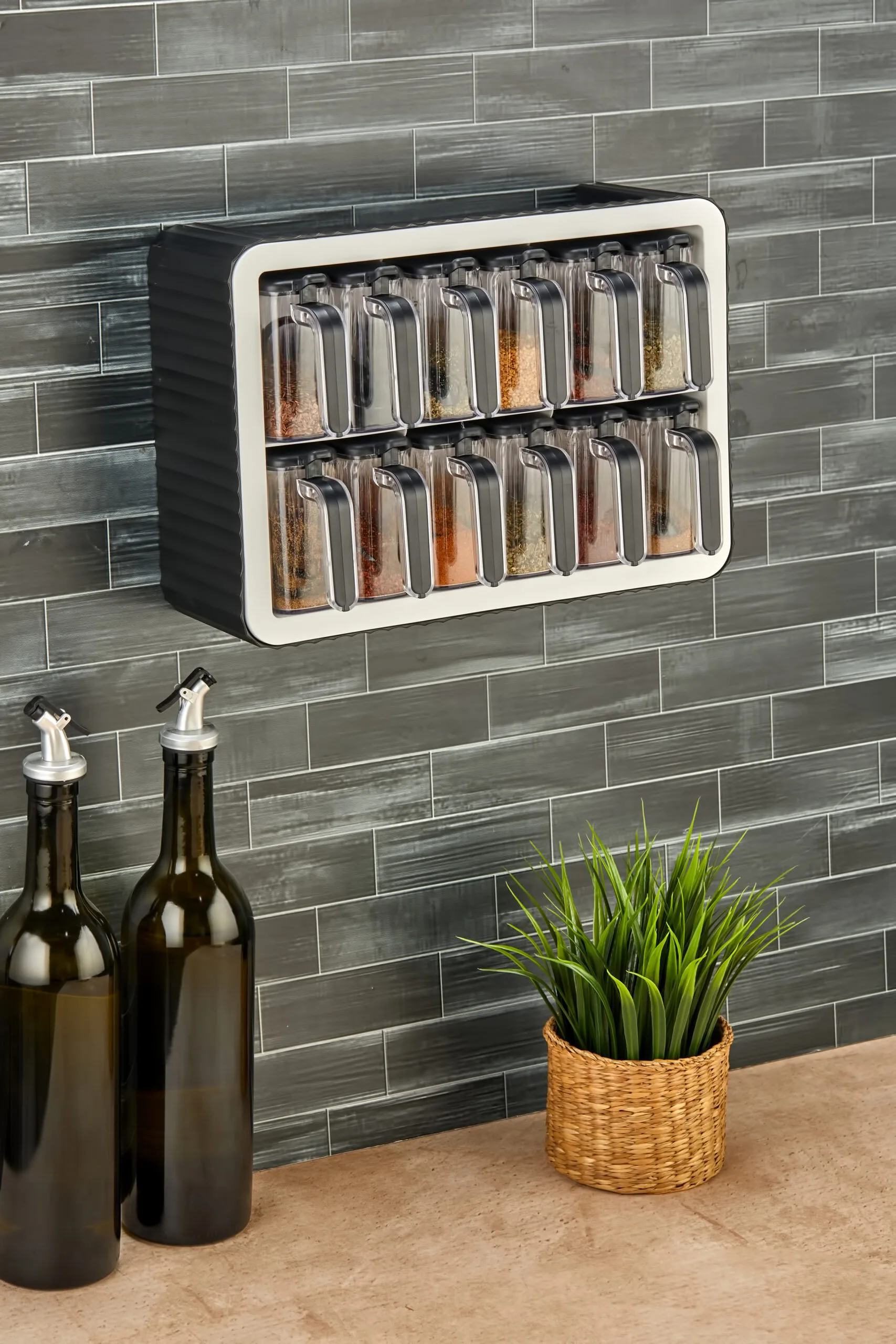 Aryus Kruidenrek met 12-delige Kruidenset Zwart 5 kruiden-pot-set-met-standaard-4
