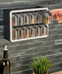 Aryus Kruidenrek met 12-delige Kruidenset Zwart 22 kruiden-pot-set-met-standaard-24