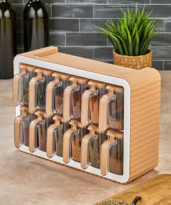 Aryus Kruidenrek met 12-delige Kruidenset Beige 12 kruiden-pot-set-met-standaard-7