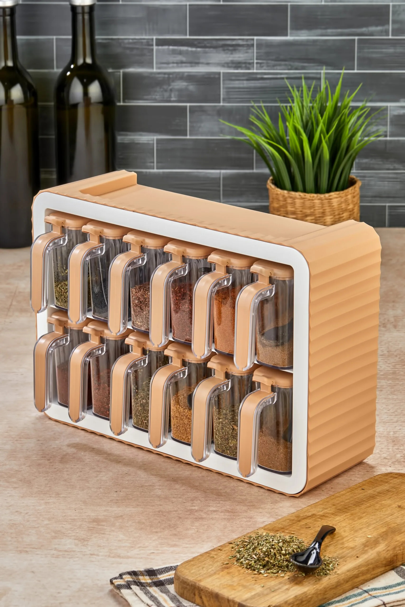 Aryus Kruidenrek met 12-delige Kruidenset Beige 4 kruiden-pot-set-met-standaard-7