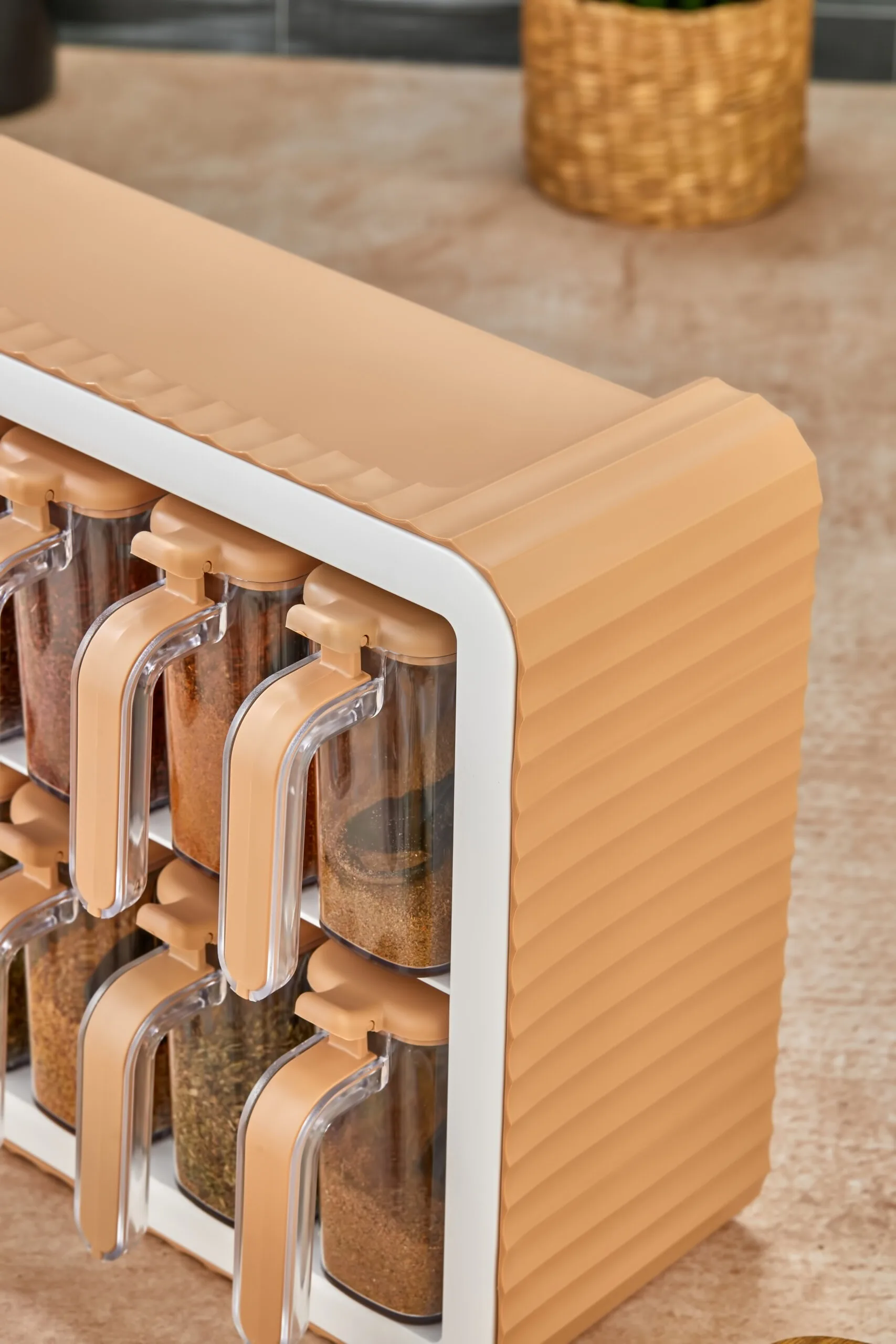 Aryus Kruidenrek met 12-delige Kruidenset Beige 5 kruiden-pot-set-met-standaard-8