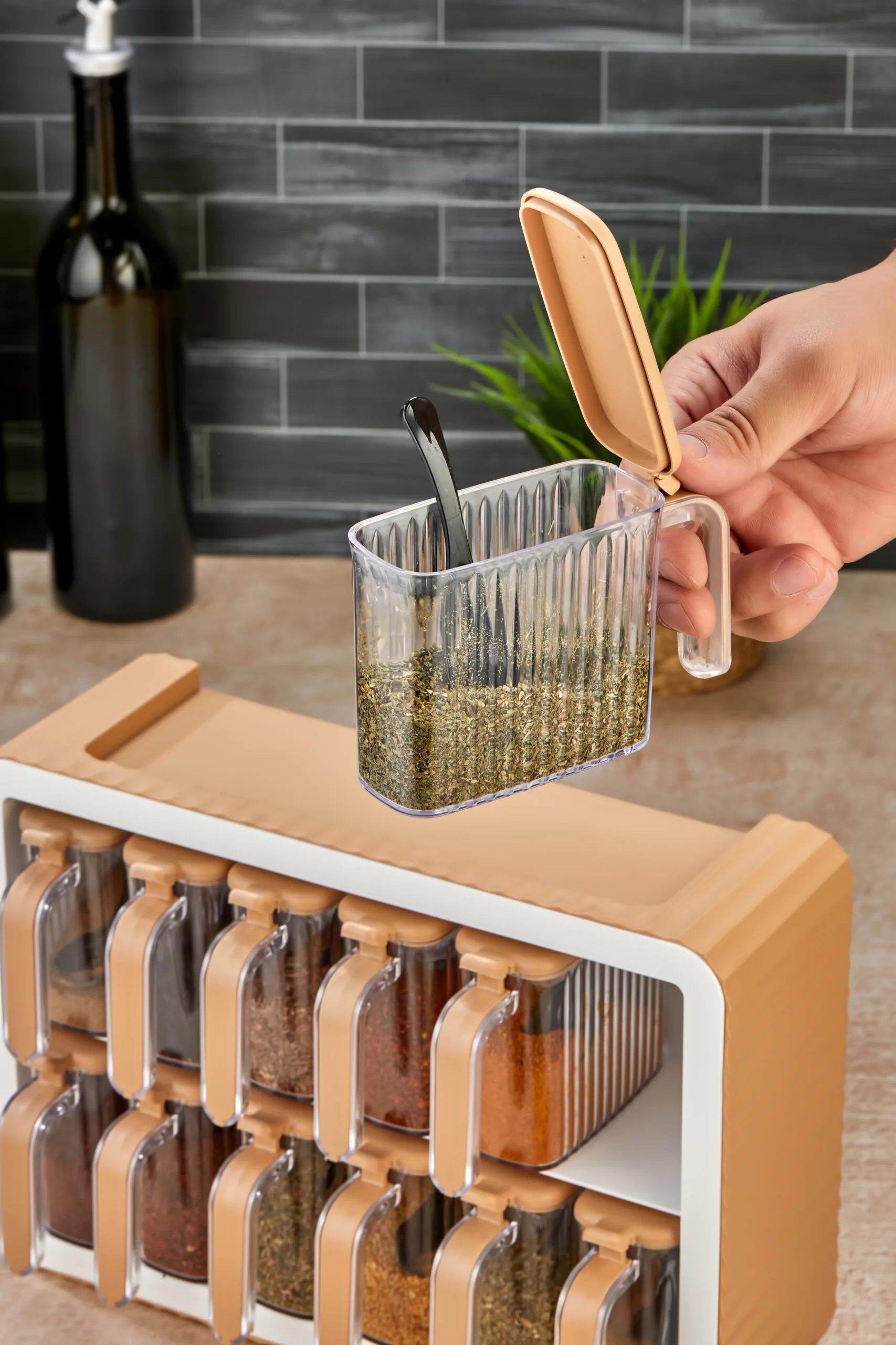 Aryus Kruidenrek met 12-delige Kruidenset Beige 9 kruiden-pot-set-met-standaard-25