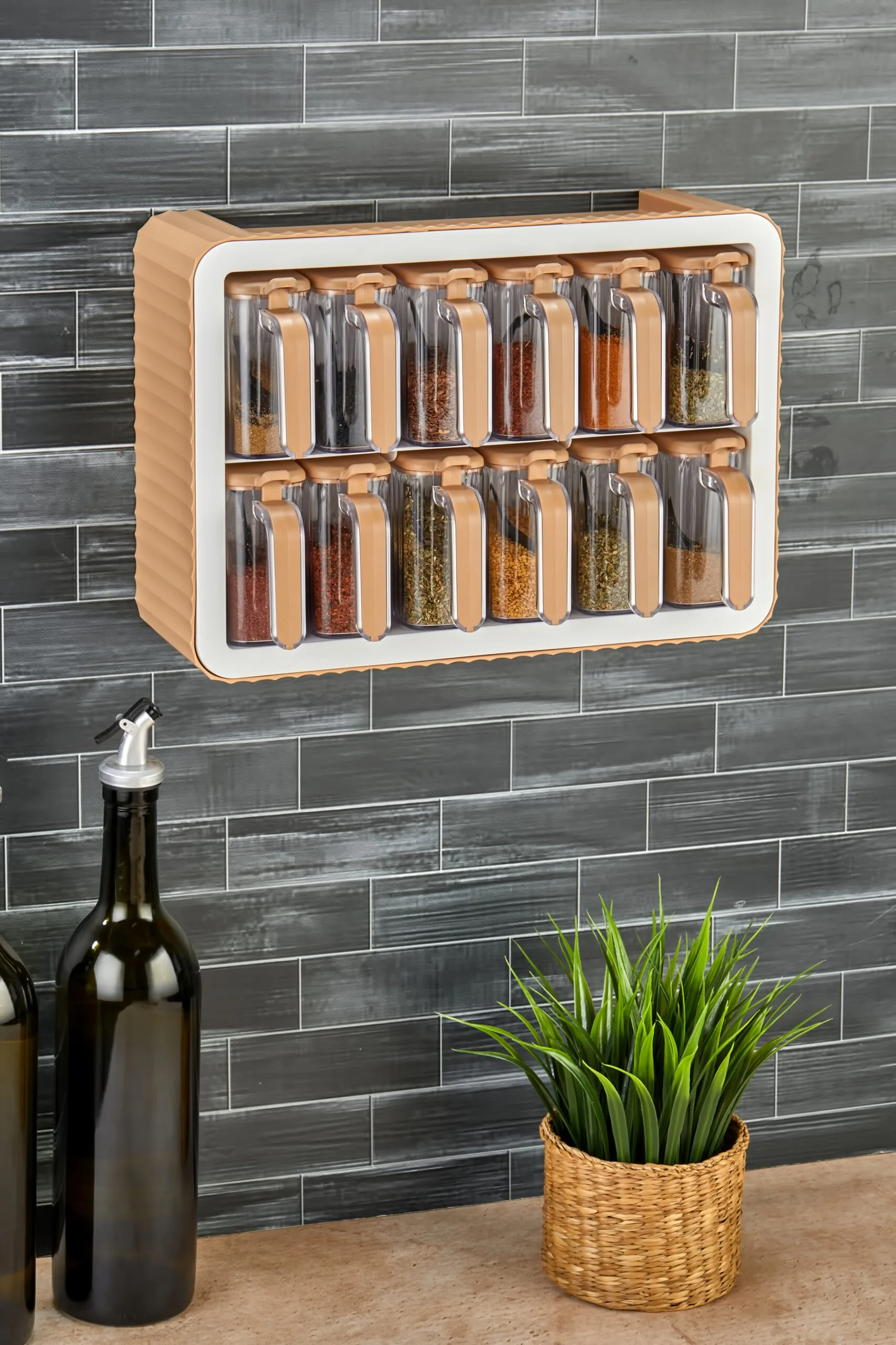 Aryus Kruidenrek met 12-delige Kruidenset Beige 6 kruiden-pot-set-met-standaard-9