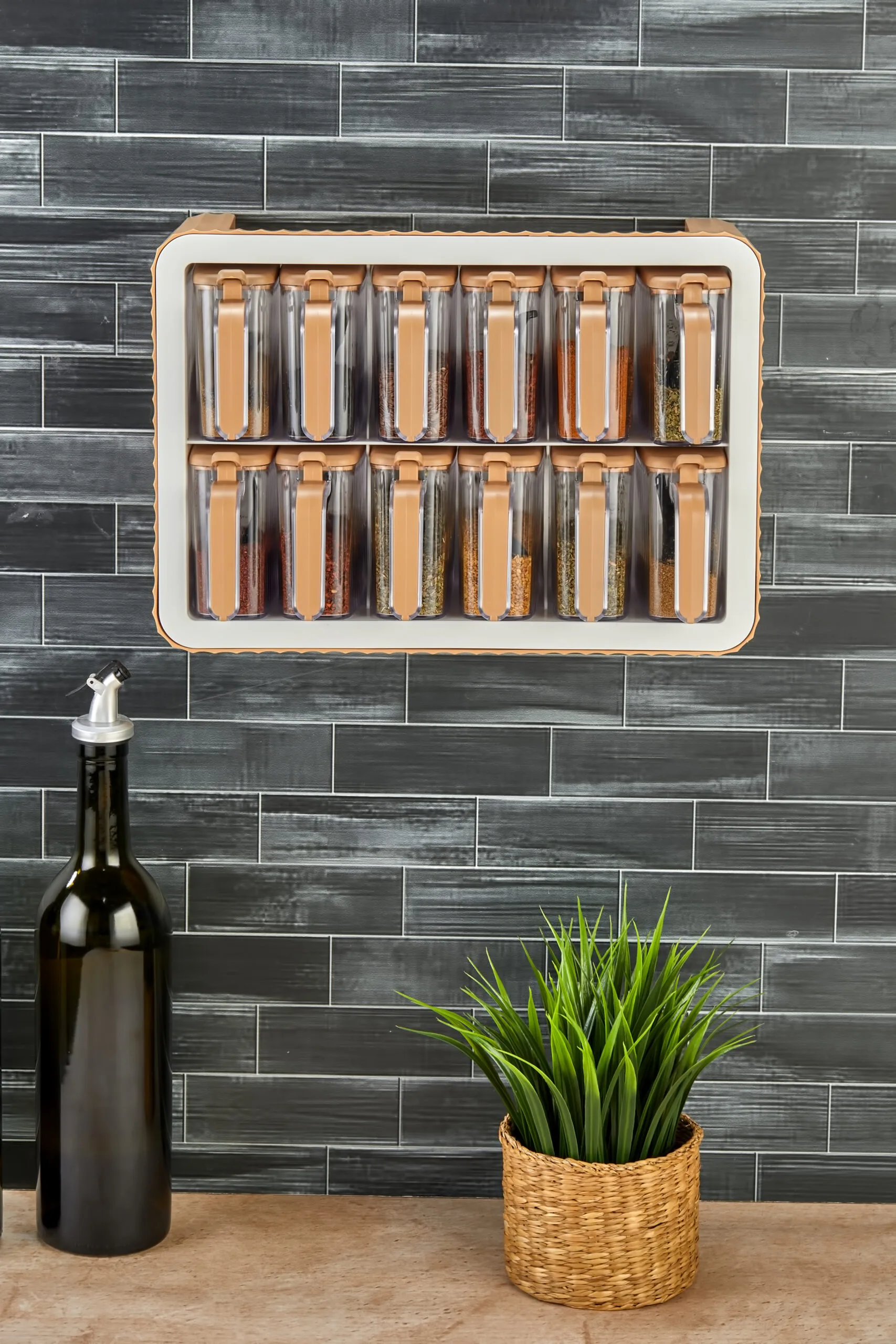 Aryus Kruidenrek met 12-delige Kruidenset Beige 8 kruiden-pot-set-met-standaard-11