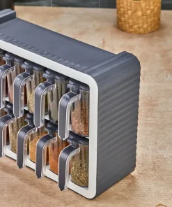 Aryus Kruidenrek met 12-delige Kruidenset Grijs 24 kruiden-pot-set-met-standaard-13