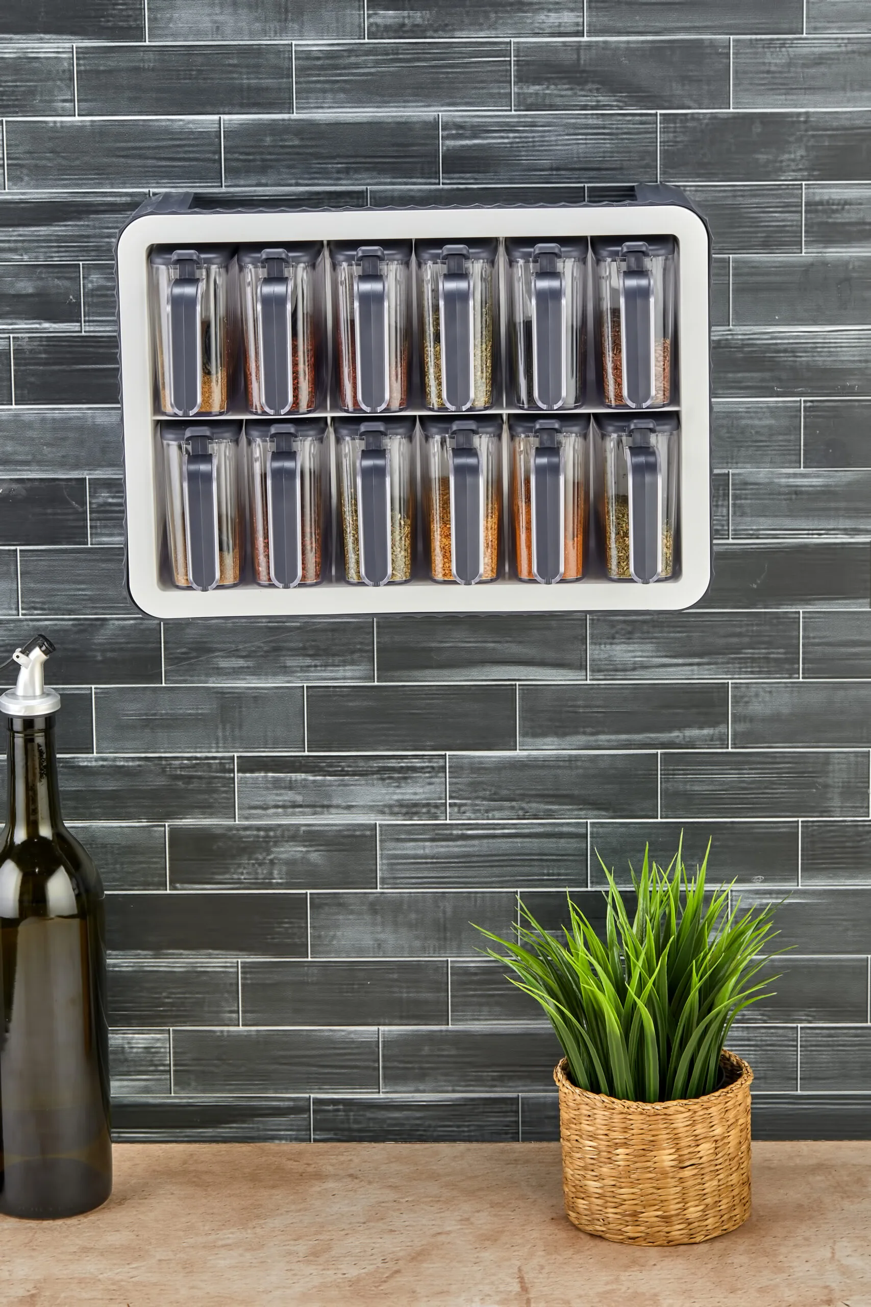 Aryus Kruidenrek met 12-delige Kruidenset Grijs 13 kruiden-pot-set-met-standaard-17