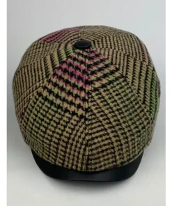 Alternative view of Hoge kwaliteit Karnas flatcap met geruit patroon en leren klep